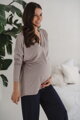 Bambusové tehotenské tričko na dojčenie, dlhý rukáv, Moon Beige
