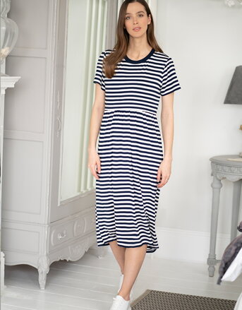 Tehotenské šaty na dojčenie Seraphine Greyson Navy Stripes